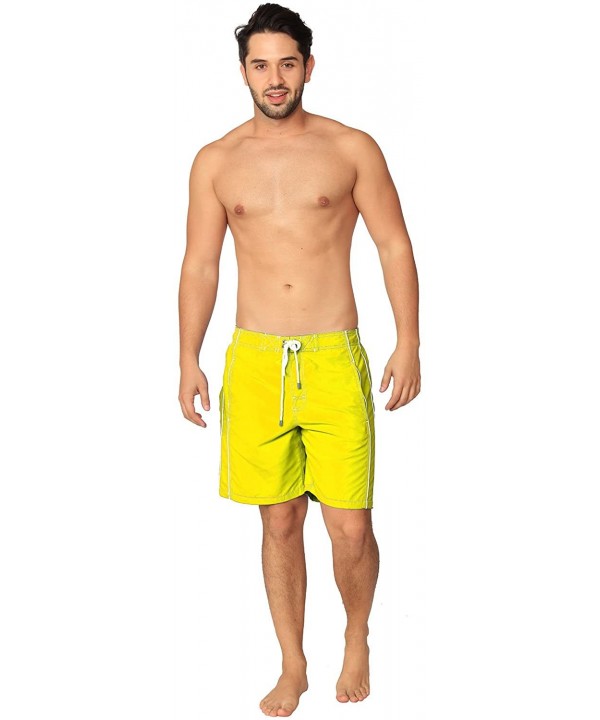 Premium Men's Swim Trunks with UPF! Stylish Sporty Swimming Shorts for Men - Yellow - CO184KXDO75 $20.66-Trunks