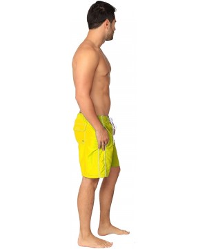 Premium Men's Swim Trunks with UPF! Stylish Sporty Swimming Shorts for Men - Yellow - CO184KXDO75 $20.66-Trunks