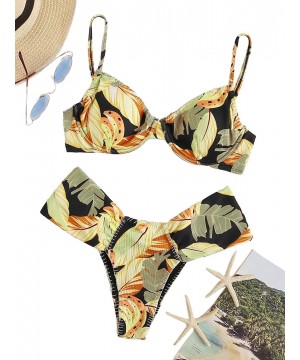 Women's Sexy Bathing Suits Spaghetti Strap Floral Bikini Set Underwire Swimsuit - Multi-3 - CA194LIA3XD $19.38-Sets