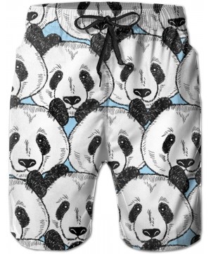 Men's Swim Trunks Panda Faces 3D Print Drawstring Elastic Waist Surfing Beach Board Shorts Swimwear - Panda Faces - CQ18Q6KGQ...