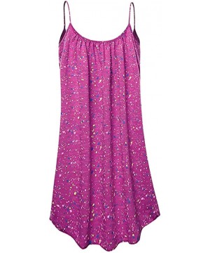 Women Dress- Women's Summer Dresses Women's Vintage Plus Size Rainbow Printed Sleeveless A-Line Camis Mini Dress - 07-hot Pin...