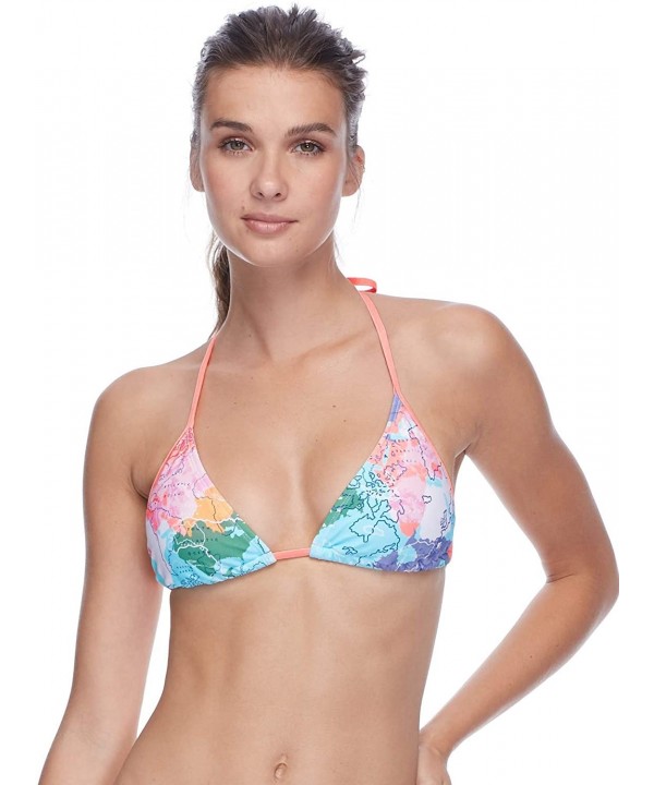 Women's Kali Triangle Slider Bikini Top Swimsuit - Odysssey Map Print - CD18ZQCESW2 $26.58-Tops