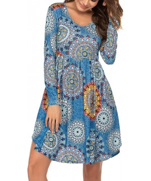 Women Summer Sleeveless Dresses Empire Waist Dress with Pockets - Flower Mix Blue - CA18ZIGUR7U $14.46-Cover-Ups