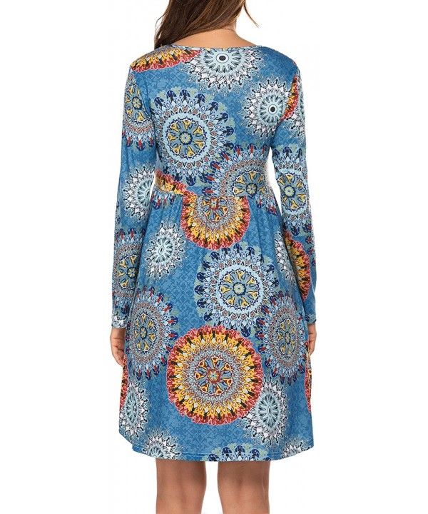 Women Summer Sleeveless Dresses Empire Waist Dress with Pockets - Flower Mix Blue - CA18ZIGUR7U $14.46-Cover-Ups