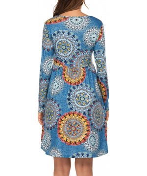 Women Summer Sleeveless Dresses Empire Waist Dress with Pockets - Flower Mix Blue - CA18ZIGUR7U $14.46-Cover-Ups