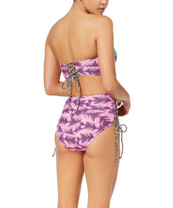 Leaf Breeze Lace Up Tie Sides High Waist Bikini Bottom - Pink Lilac - CG18NR7R55C $12.01-Bottoms