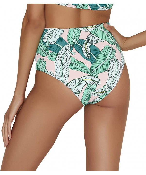 Women's Seamless Moderate Coverage High Waist Bottom - Icon Palm - CD18RNOTRLZ $32.12-Tankinis