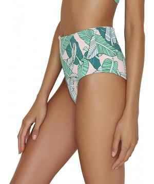 Women's Seamless Moderate Coverage High Waist Bottom - Icon Palm - CD18RNOTRLZ $32.12-Tankinis