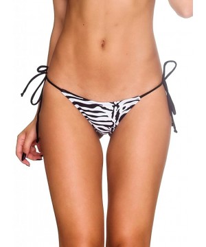 Coqueta Swimwear Thong String Bikini Women's Sexy Tie Side Bottom Teeny Brazilian Swimsuits - Zebra - C211I3LAQGR $14.40-Tank...