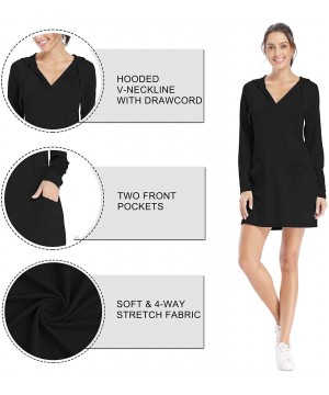 Women's UPF 50+ Cover-Up Dress Beach SPF Long Sleeve Shirt Dress Sun Protection Hiking Beach - Black - CF1989XKNCT $33.24-Racing