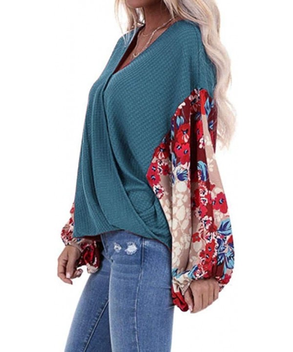 Women's Comfy Casual Long Sleeve Stitching Side Twist Knotted Tops Blouse - Blue - C0192KKAHGU $19.23-Board Shorts