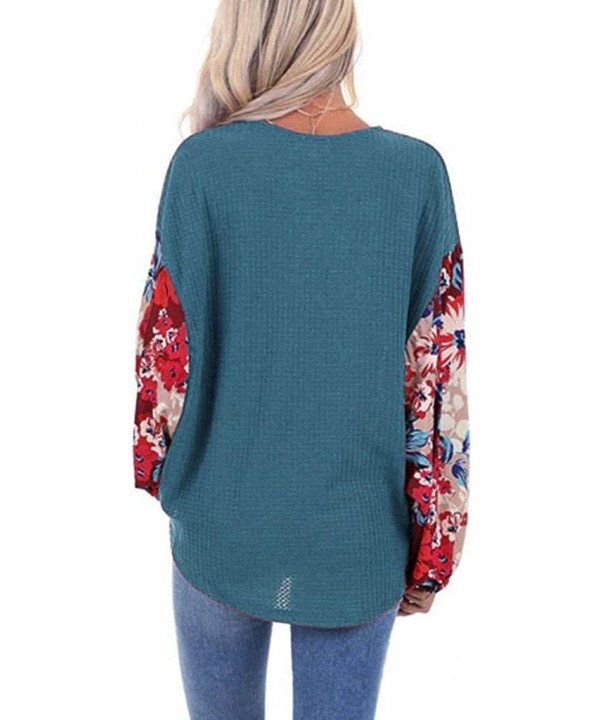 Women's Comfy Casual Long Sleeve Stitching Side Twist Knotted Tops Blouse - Blue - C0192KKAHGU $19.23-Board Shorts