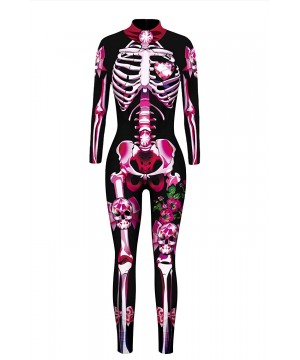 Women Halloween Skull Costume Printing Skeleton Cosplay Jumpsuit Romper - Print 020 Purple - CX18X0DO6KZ $25.41-One-Pieces