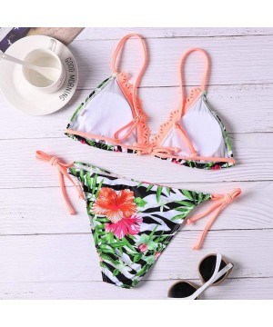 Women's Sexy Tie Dye Leopard Print Brazilian Bikini High Cut Two Piece Swimsuit - F-orange - CS190HZ47Q7 $16.82-Sets