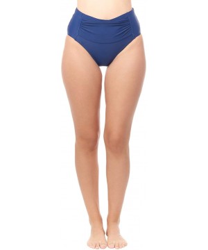 Ruched High-Waist Swim Suit | Tummy Control Bikini Bottom - Navy - C118Q2575OZ $12.97-Tankinis