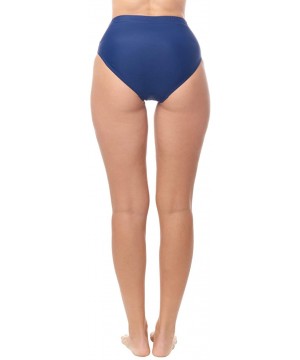 Ruched High-Waist Swim Suit | Tummy Control Bikini Bottom - Navy - C118Q2575OZ $12.97-Tankinis