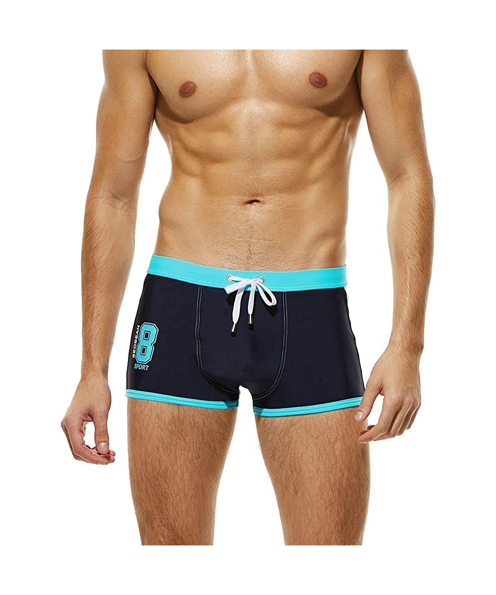 Men's Swimwear Sexy Swim Briefs Drawstring Bikini Board Surf Shorts Boxer Swimsuits Stylish Sport Swimsuit - Blue - C318RIYIE...