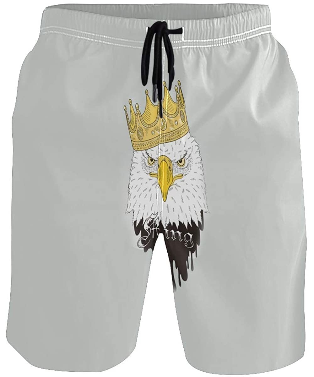 Men's Quick Dry Swim Trunks with Pockets Beach Board Shorts Bathing Suits - Bald Eagle in Crown - C519529ICYT $25.19-Board Sh...