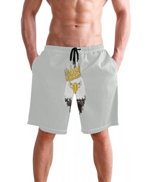 Men's Quick Dry Swim Trunks with Pockets Beach Board Shorts Bathing Suits - Bald Eagle in Crown - C519529ICYT $25.19-Board Sh...