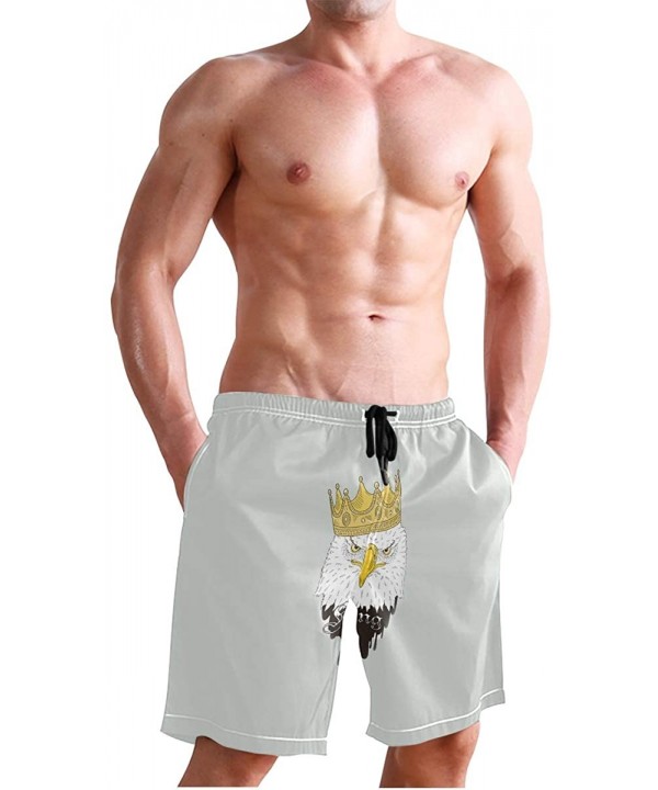 Men's Quick Dry Swim Trunks with Pockets Beach Board Shorts Bathing Suits - Bald Eagle in Crown - C519529ICYT $25.19-Board Sh...