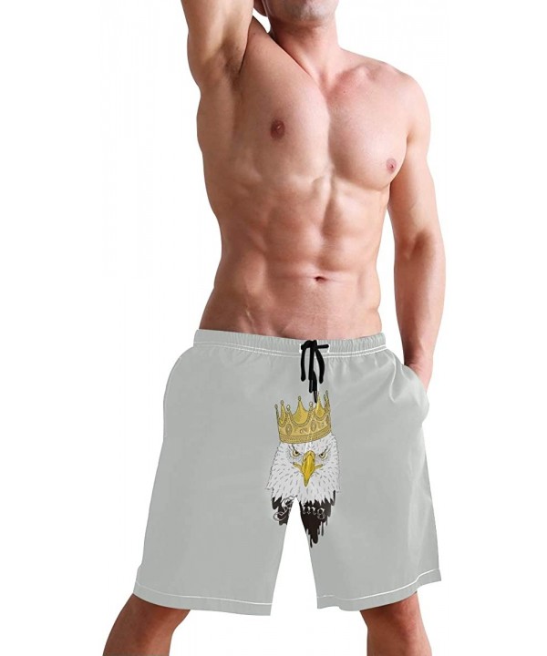 Men's Quick Dry Swim Trunks with Pockets Beach Board Shorts Bathing Suits - Bald Eagle in Crown - C519529ICYT $25.19-Board Sh...