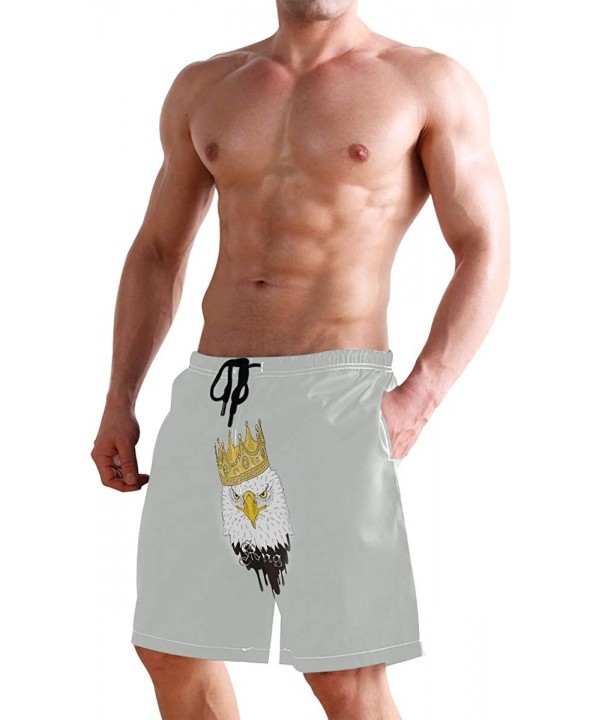 Men's Quick Dry Swim Trunks with Pockets Beach Board Shorts Bathing Suits - Bald Eagle in Crown - C519529ICYT $25.19-Board Sh...