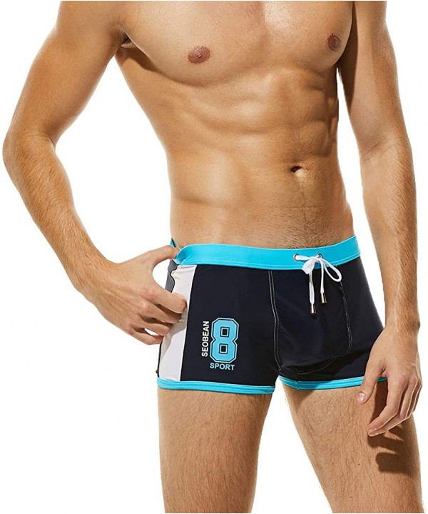 Men's Swimwear Sexy Swim Briefs Drawstring Bikini Board Surf Shorts Boxer Swimsuits Stylish Sport Swimsuit - Blue - C318RIYIE...