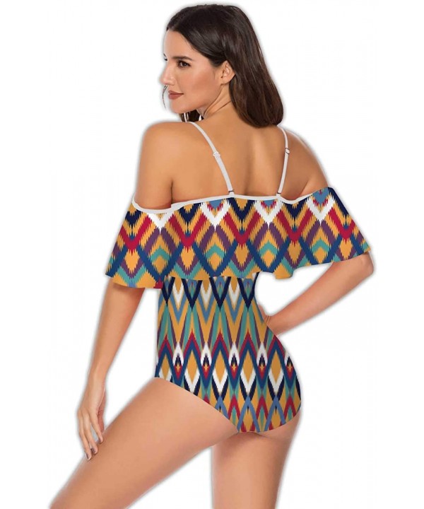 Marble Texture Abstract-Women One Piece RuffledUp Off Shoulder Swimwear S - Multi 35 - C4199E5LHUA $39.14-One-Pieces