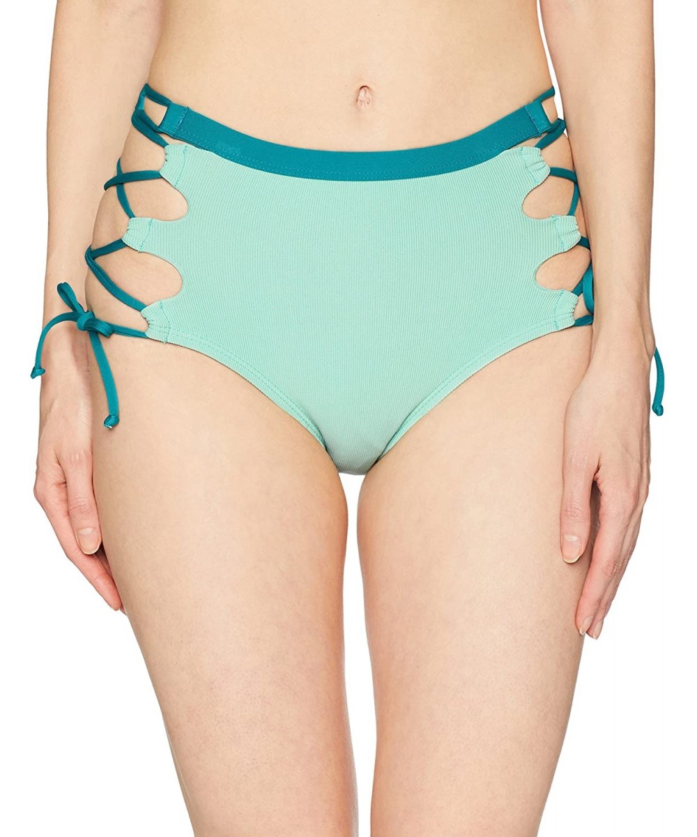 Women's Check Please High Waist Bikini Bottom - Aqua - CH185LWQW70 $31.92-Bottoms