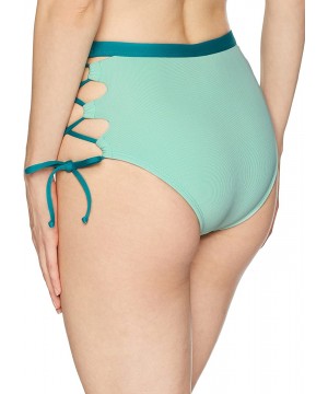 Women's Check Please High Waist Bikini Bottom - Aqua - CH185LWQW70 $31.92-Bottoms