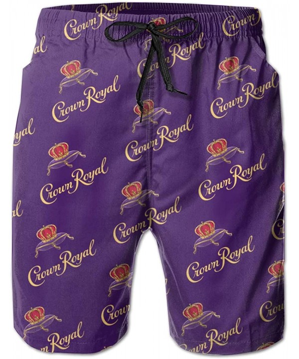 Cro-Wn Ro-Yal Men's Beach Shorts Quick-Drying Swim Trunks Beach Shorts Board Shorts for Summer Holiday - Crown Royal - C6199Q...