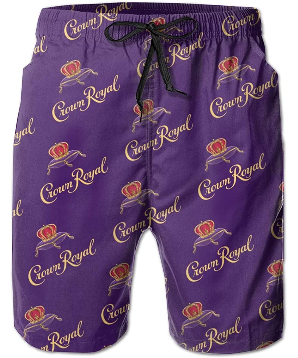 Cro-Wn Ro-Yal Men's Beach Shorts Quick-Drying Swim Trunks Beach Shorts Board Shorts for Summer Holiday - Crown Royal - C6199Q...