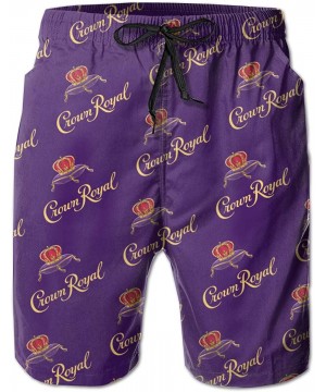 Cro-Wn Ro-Yal Men's Beach Shorts Quick-Drying Swim Trunks Beach Shorts Board Shorts for Summer Holiday - Crown Royal - C6199Q...