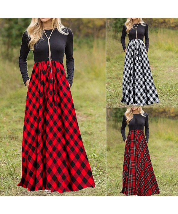 Women Tunic Tops Dresses Lady Plaid Button Irregular Hem Sleeveless Evening Party Dress - U-1 Red - CB193OYY75X $15.53-Cover-Ups