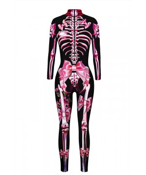 Women Halloween Skull Costume Printing Skeleton Cosplay Jumpsuit Romper - Print 020 Purple - CX18X0DO6KZ $25.41-One-Pieces