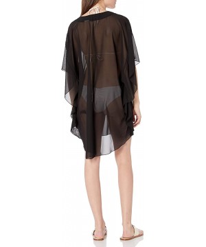 Women's V-Neck Kimono Sleeve Kaftan Dress - Black / Solid - C118685DAS9 $15.86-Cover-Ups