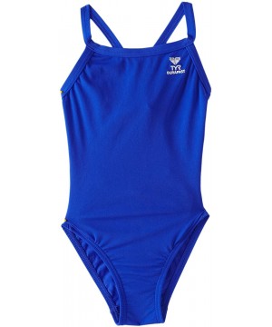 Sport Women's Solid Durafast Diamondback Swim Suit - Royal - CC111DTP82T $26.75-Racing