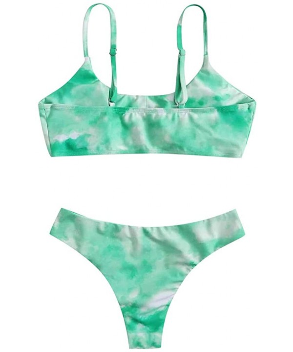 Women's Tie-Dye Print Bikini Set Push-Up Padded Bathing Suits Halter Two Piece Swimwear Swimsuits - Green a - C219D37IT3M $14...