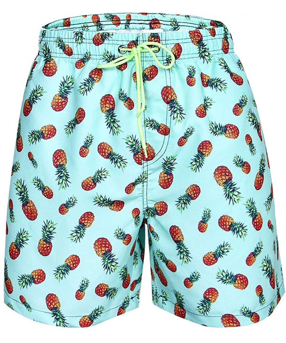 Men's Swim Trunks Quick Dry Mesh Lining Hawaii Beach Short with Pockets Bathing Suits - Pineapple Green - CA18RHTIYCC $19.29-...