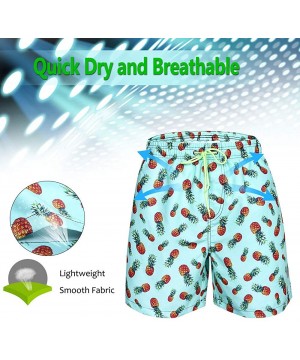 Men's Swim Trunks Quick Dry Mesh Lining Hawaii Beach Short with Pockets Bathing Suits - Pineapple Green - CA18RHTIYCC $19.29-...