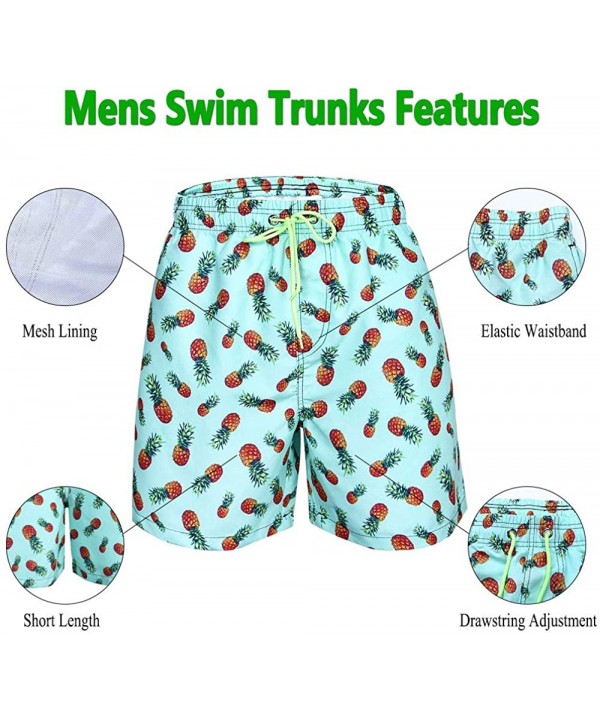 Men's Swim Trunks Quick Dry Mesh Lining Hawaii Beach Short with Pockets Bathing Suits - Pineapple Green - CA18RHTIYCC $19.29-...