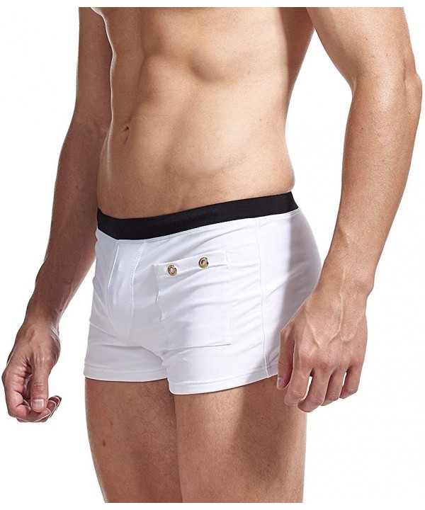 Mens Swim Briefs Swimwear Bikinis Beach Surf Bathing Suits with Drawstring Swimsuit - White - CE196NEZNH6 $17.51-Briefs