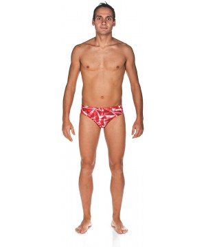 Swim Bundle Men's Shattered Glass Brief F & Pro Swim Earplugs - Fluo Red - CV18S7U0Q8N $34.76-Racing