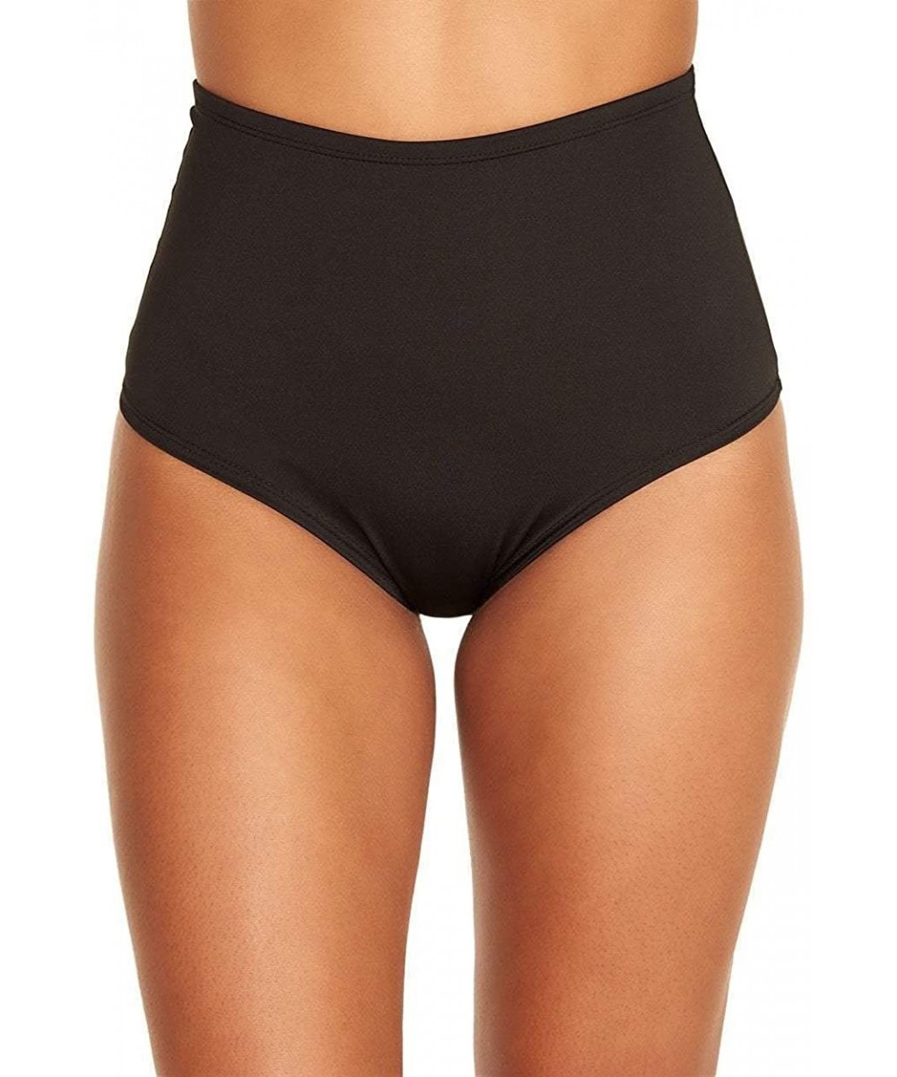 Electro High Waisted Booty Shorts Brief Pin-Up Style Bikini Bottoms - Electro Black - C618Z6SGHTA $21.17-Bottoms