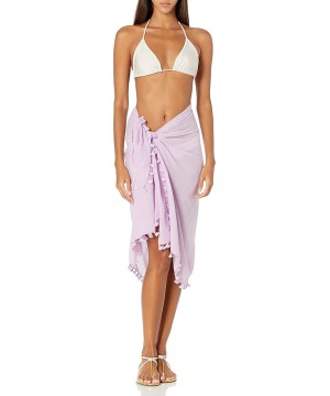 Women's Beach Basics Cotton Gauze Sarong Cover Up - Beach Edit Soft Lilac - CA192KCKL0A $44.27-Cover-Ups