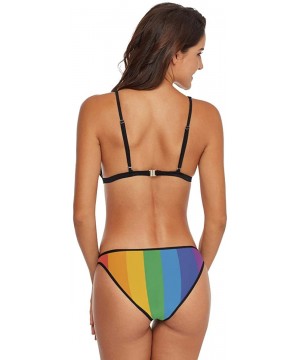 Women's Colorado Flag Mountain Village Day Bikini Swimsuit Triangle Two Piece Bikini Swimwear - Lgbt Gay Lesbian Are Human - ...