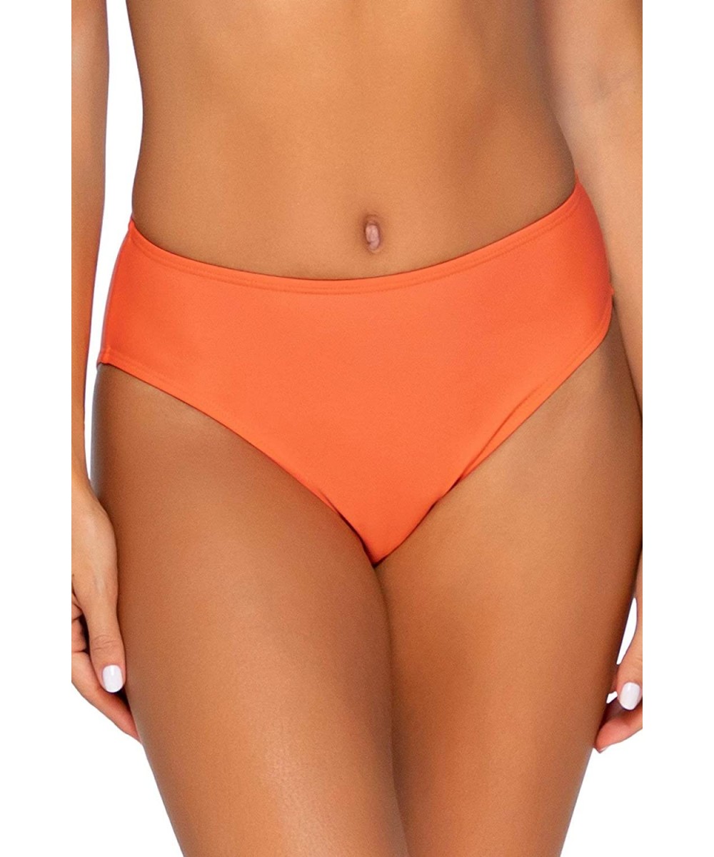 Women's Basic Mid Rise Bikini Bottom Swimsuit - Tropical Coral - C4193UQ0UK0 $43.42-Bottoms