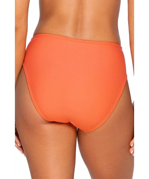 Women's Basic Mid Rise Bikini Bottom Swimsuit - Tropical Coral - C4193UQ0UK0 $43.42-Bottoms