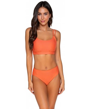 Women's Basic Mid Rise Bikini Bottom Swimsuit - Tropical Coral - C4193UQ0UK0 $43.42-Bottoms