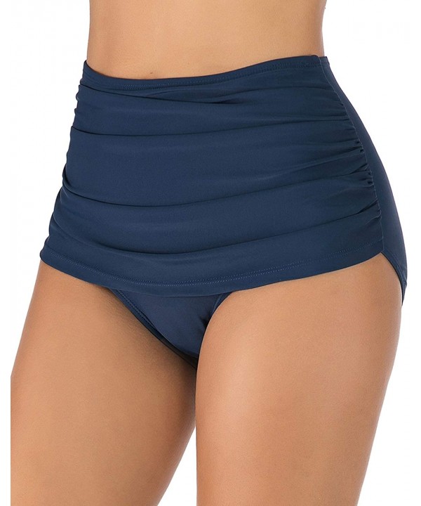 Women's Swim Bottoms Full Coverage Ruched Hipster Bikini Bottoms Tankini Swimsuit Briefs Shorts - D-blue - C318ND8YL73 $17.72...